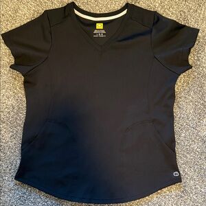 WonderWink Black Short Sleeve V-Neck Top NWOT